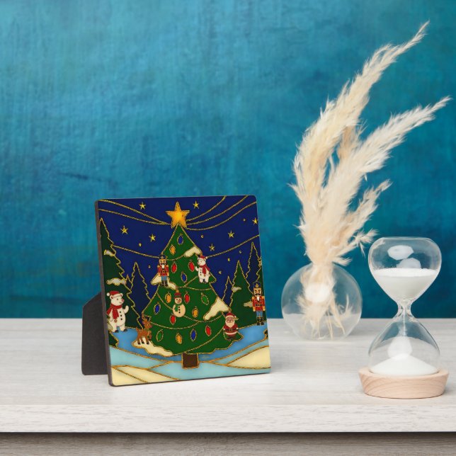 Cloisonne Art Whimsical Forest Classic Christmas  Plaque (Insitu)