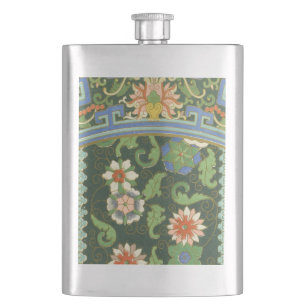 Cloisonne China Patter Asian Oriental Hip Flask