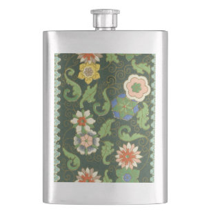 Cloisonne China Patter Asian Oriental Hip Flask