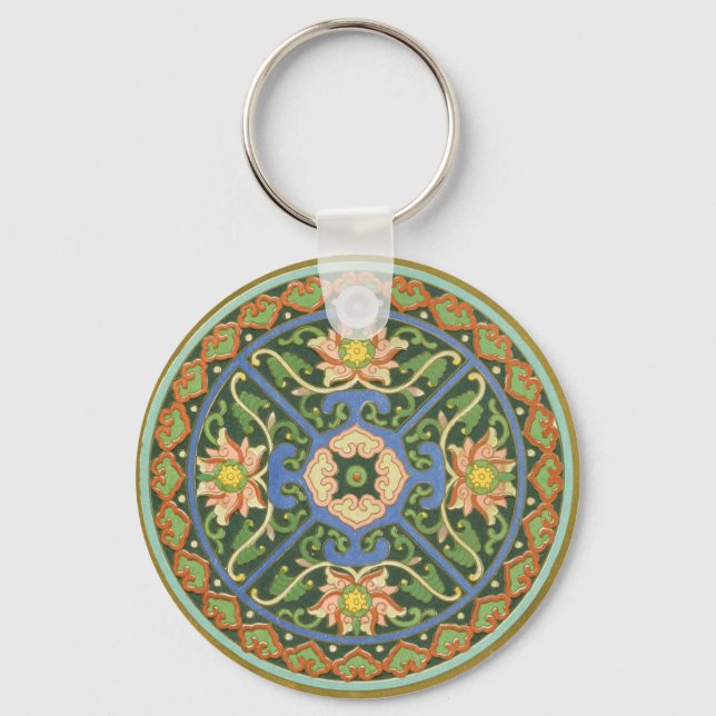 Cloisonne China Patter Asian Oriental Keychain (Front)