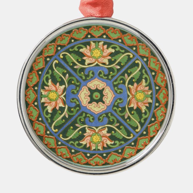 Cloisonne China Patter Asian Oriental Metal Ornament (Front)