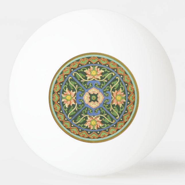 Cloisonne China Patter Asian Oriental Ping Pong Ball (Front)