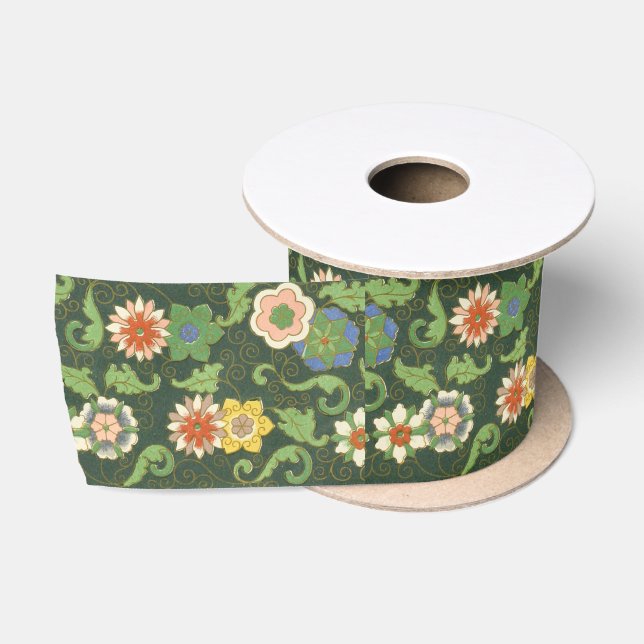 Cloisonne China Patter Asian Oriental Satin Ribbon (Spool)
