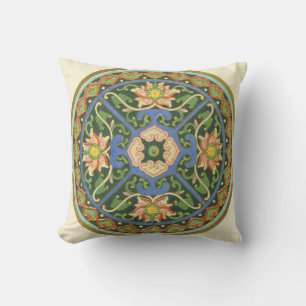 Cloisonne China Patter Asian Oriental Throw Pillow
