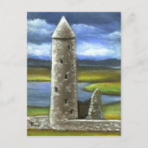 Clonmacnoise round tower postcard