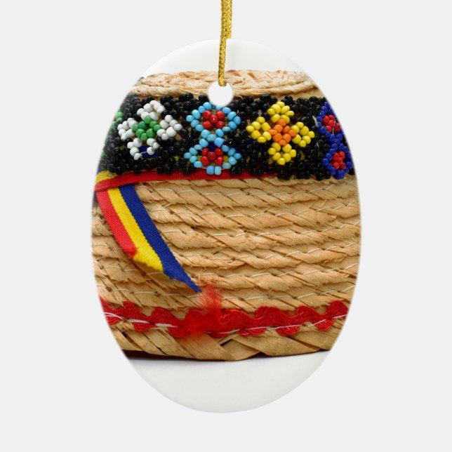 clop traditional hat ceramic ornament (Front)