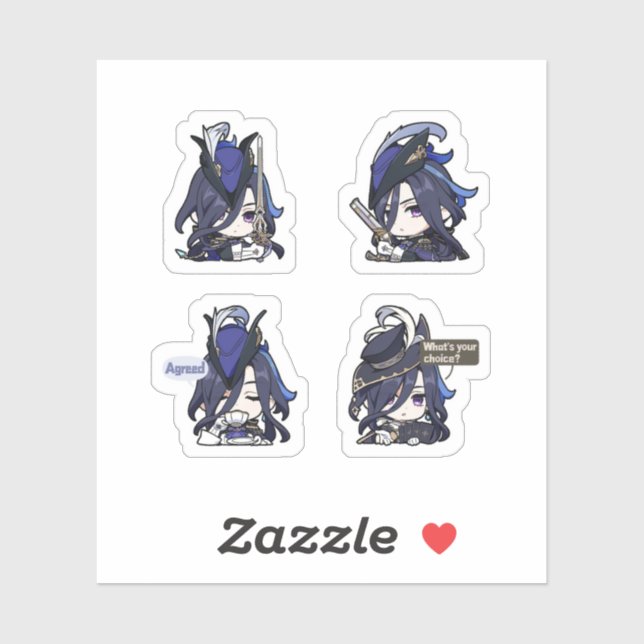 Clorinde Genshin Impact 4 Pack Sticker Sheet (Sheet)