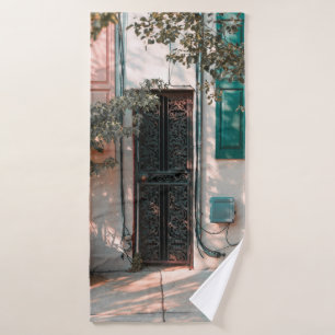 CLOSE GREEN WROUGHT IRON SECURITY DOOR BATH TOWEL
