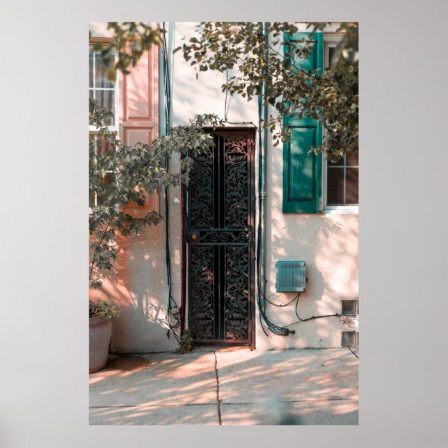CLOSE GREEN WROUGHT IRON SECURITY DOOR POSTER (Front)