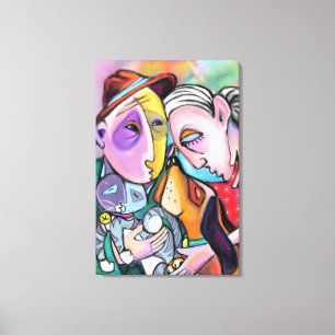 Close-Knit Family Art Style Canvas Print Painting