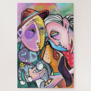 Close-Knit Family - Art Style - Original Painting Jigsaw Puzzle