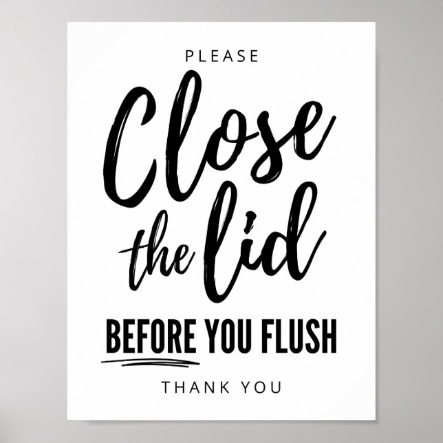 Close Lid Before Flushing, Reduce Plume  Poster (Front)
