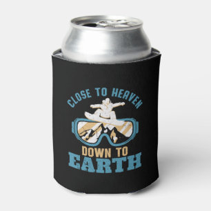 Close To Heaven Funny Vintage Retro Snowboarding Can Cooler