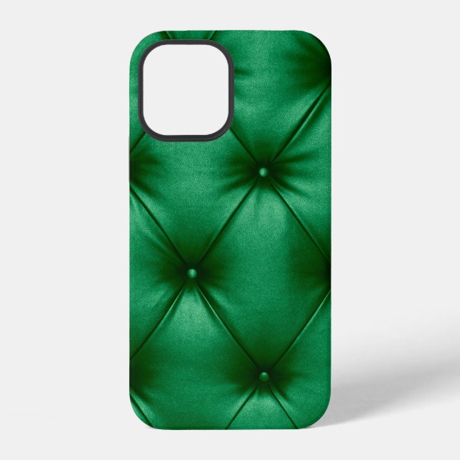 Close up background texture of dark green capitone iPhone case (Back)
