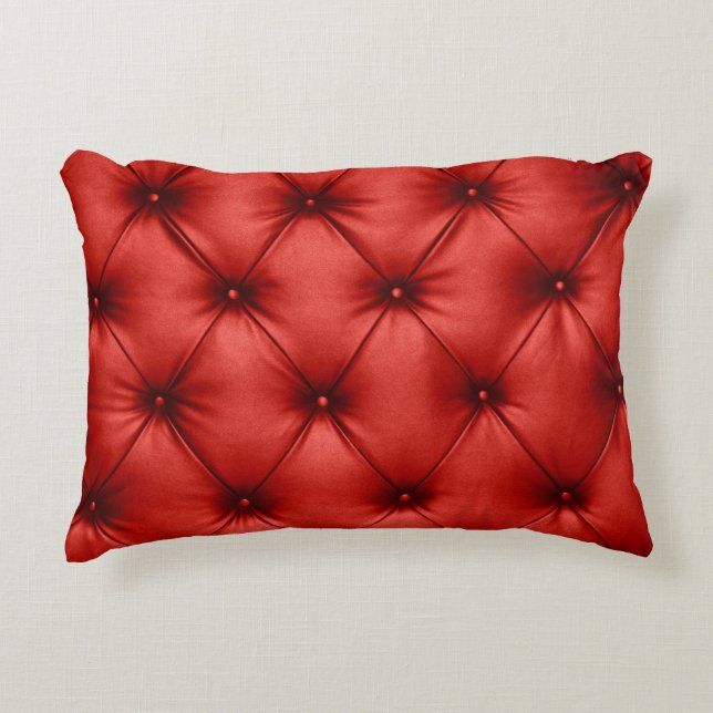 Close up background texture of scarlet red capiton accent pillow (Front)