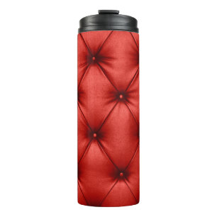 Close up background texture of scarlet red capiton thermal tumbler