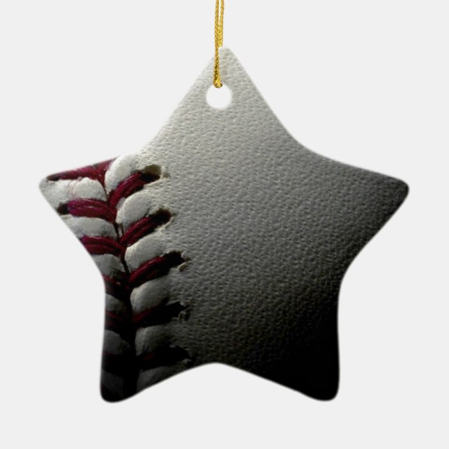 Close-up Baseball Ceramic Ornament (Front)
