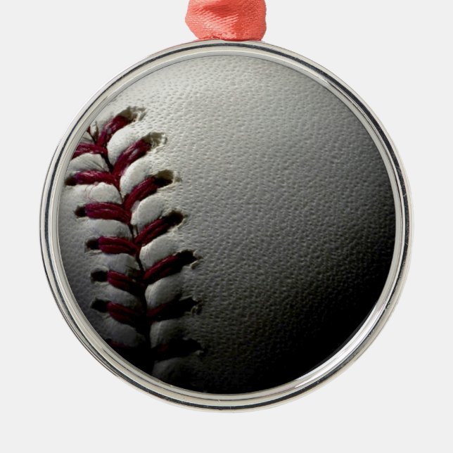Close-up Baseball Metal Ornament (Front)