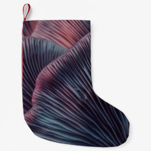 Close up beautiful bunch mushrooms color light in  small christmas stocking