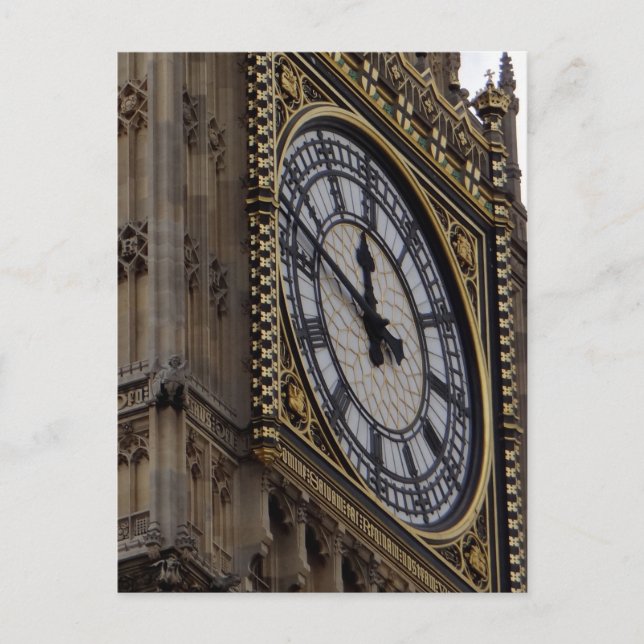 Close up Big Ben Clock Tower Postcard (Front)