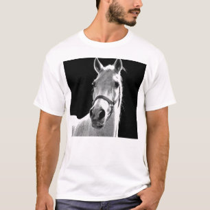 Close-up Black White Horse in Night T-Shirt