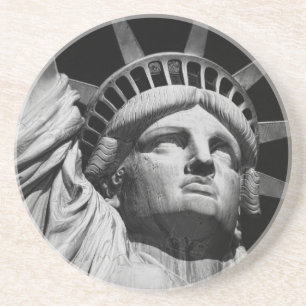 Close-up Black White Statue of Liberty New York Coaster