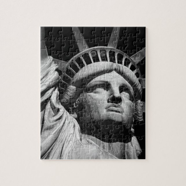 Close-up Black White Statue of Liberty New York Jigsaw Puzzle (Vertical)