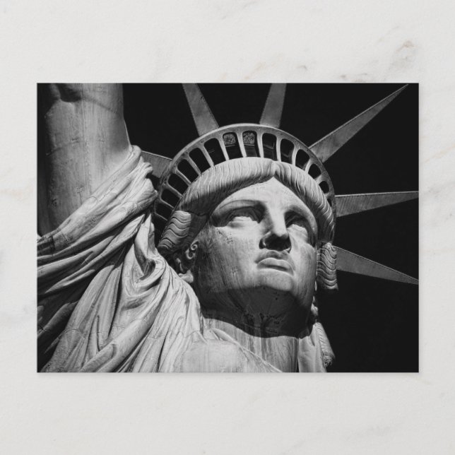 Close-up Black White Statue of Liberty New York Postcard (Front)