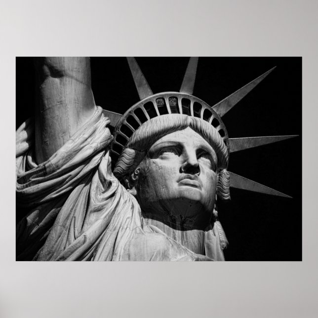 Close-up Black & White Statue of Liberty New York Poster (Front)