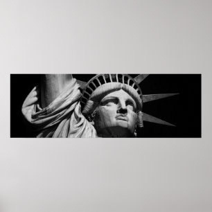 Close-up Black & White Statue of Liberty New York Poster