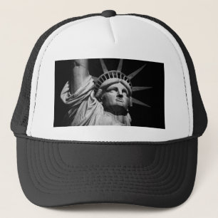 Close-up Black White Statue of Liberty New York Trucker Hat
