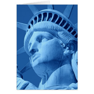 Close-up Blue Pop Art Statue of Liberty Card