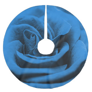 Close-up blue red rose, macro beauty. brushed polyester tree skirt