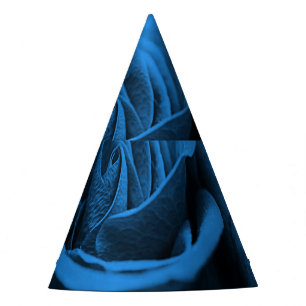 Close-up blue red rose, macro beauty. party hat