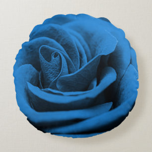 Close-up blue red rose, macro beauty. round pillow