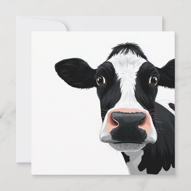 Close-Up Cow Curiosity Holiday Card (Front)