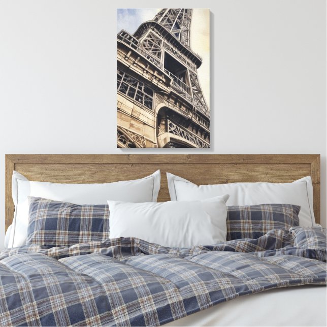 Close-up Eiffel Tower Paris Love City Travel Canvas Print (Insitu(Bedroom))