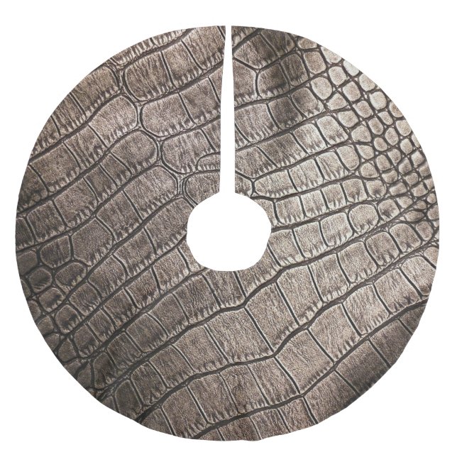 Close-Up Elegant Leather: Textured Pattern Brushed Polyester Tree Skirt (Front)