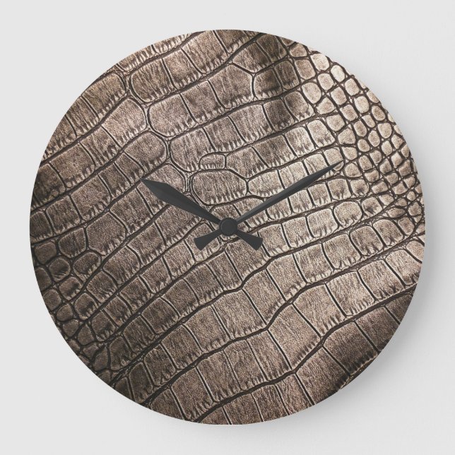 Close-Up Elegant Leather: Textured Pattern Large Clock (Front)