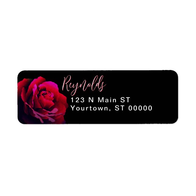 Close Up Elegant Red Rose Art Script Address (Front)