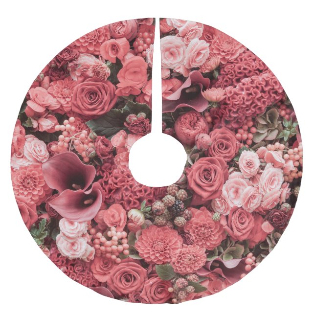 Close-up floral abstract background. brushed polyester tree skirt (Front)