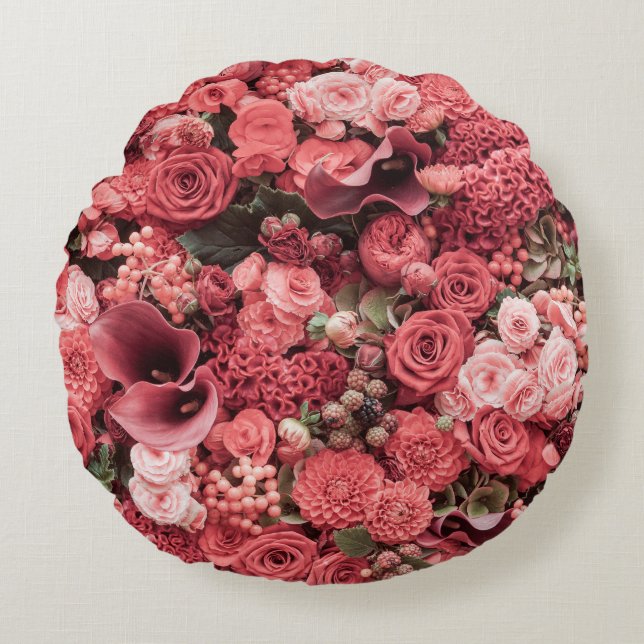 Close-up floral abstract background. round pillow (Front)
