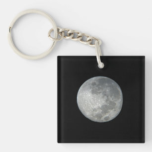 Close-Up Full Moon in the Night Sky. Photography Keychain