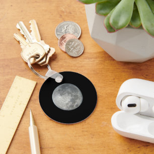 Close-Up Full Moon in the Night Sky. Photography Keychain