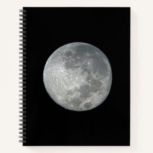 Close-Up Full Moon in the Night Sky.  Photography Notebook