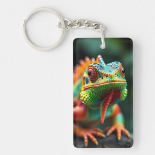 Close-up iguana portrait keychain