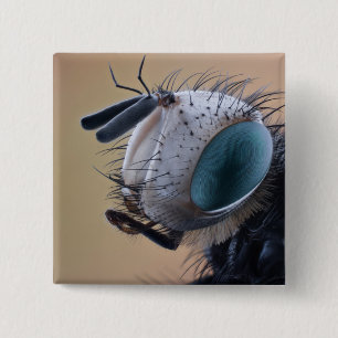 Close-up Insect Head 2 Inch Square Button