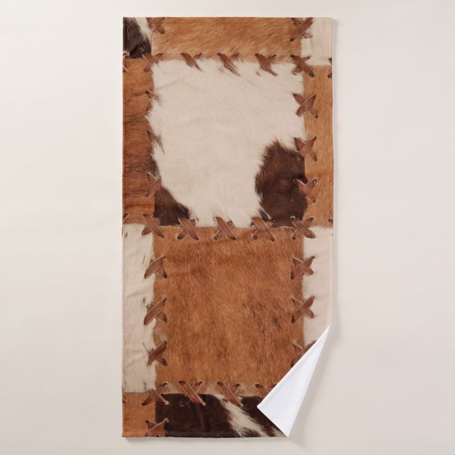 Close up leather patchwork textured background. bath towel (Bath Towel)