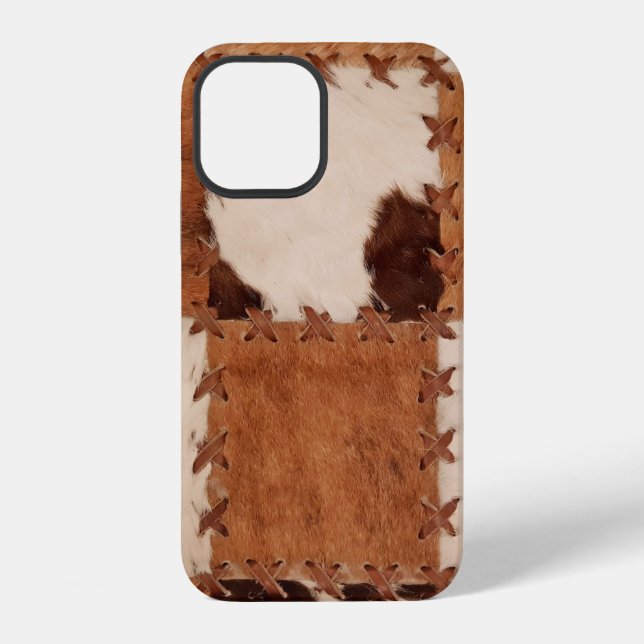 Close up leather patchwork textured background. iPhone case (Back)
