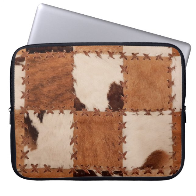 Close up leather patchwork textured background. laptop sleeve (Front)